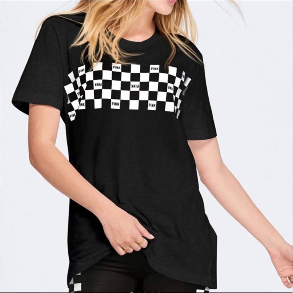 PINK checkered tee